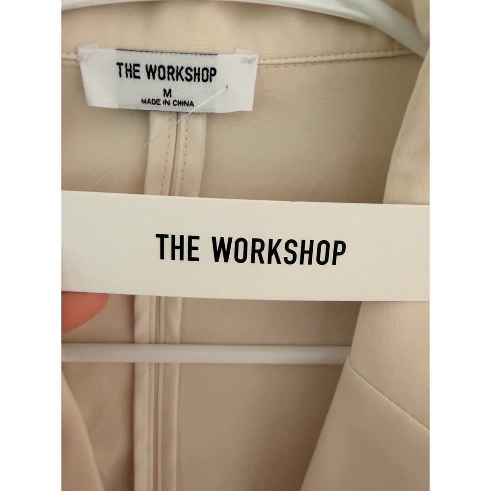 The Workshop Cream Open Front Blazer Ruched Sleeve Jacket Women's S/M - Picture 7 of 8